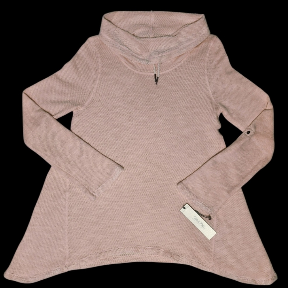 Women's Calvin Klein Cowl Neck Asymmetrical Tunic Sweater Pink Size Medium